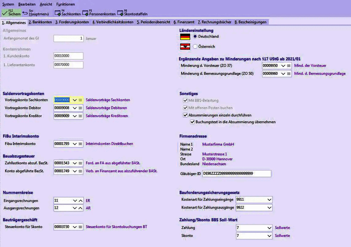 Finanzbuchhaltung Firmenstamm
